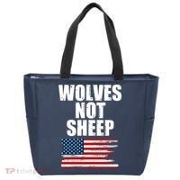 Wolves Not Sheep Distressed American USA Flag Tote Bag thumb 0