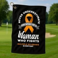 Wo Never Underestimate A Fights Multiple Sclerosis Gift Golf Towel thumb 1