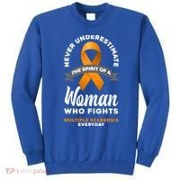 Wo Never Underestimate A Fights Multiple Sclerosis Gift Sweatshirt thumb 0
