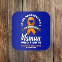 Wo Never Underestimate A Fights Multiple Sclerosis Gift Coaster thumb 0