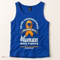 Wo Never Underestimate A Fights Multiple Sclerosis Gift Tank Top thumb 2