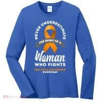 Wo Never Underestimate A Fights Multiple Sclerosis Gift Women's Long Sleeve Shirt thumb 0