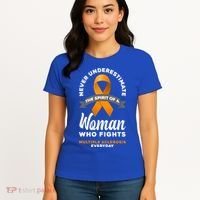 Wo Never Underestimate A Fights Multiple Sclerosis Gift Women's T-Shirt thumb 4
