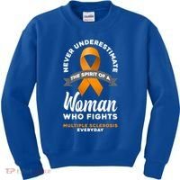 Wo Never Underestimate A Fights Multiple Sclerosis Gift Kids Sweatshirt thumb 0