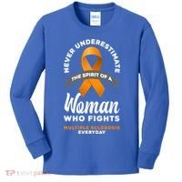 Wo Never Underestimate A Fights Multiple Sclerosis Gift Kids Long Sleeve Shirt thumb 0