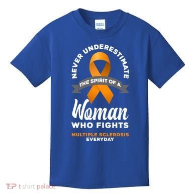 Wo Never Underestimate A Fights Multiple Sclerosis Gift Kids T-Shirt