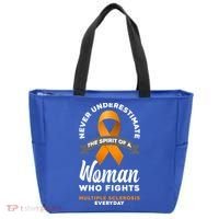 Wo Never Underestimate A Fights Multiple Sclerosis Gift Tote Bag thumb 0