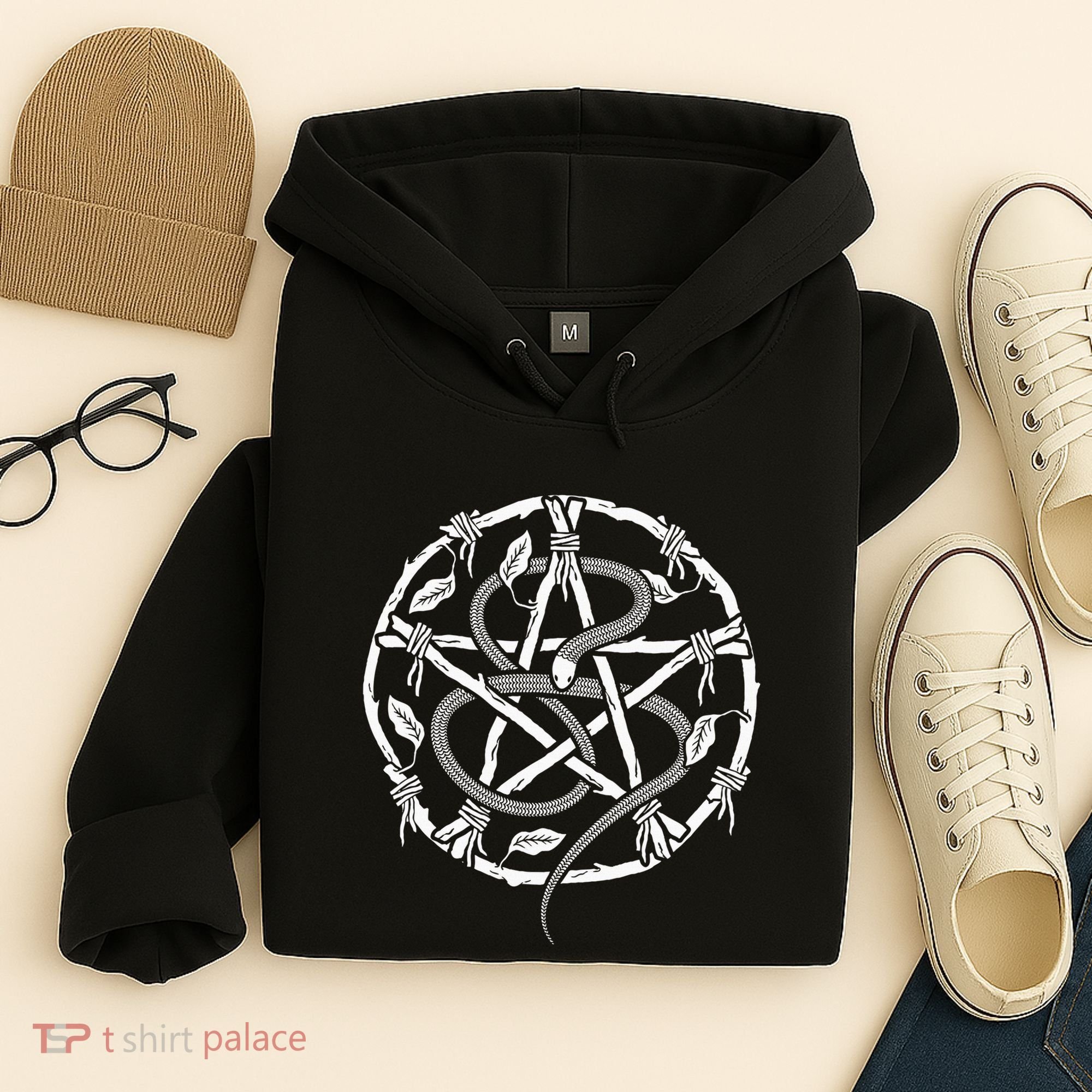 Wiccan Nature Witch Pentacle And Snake Hoodie