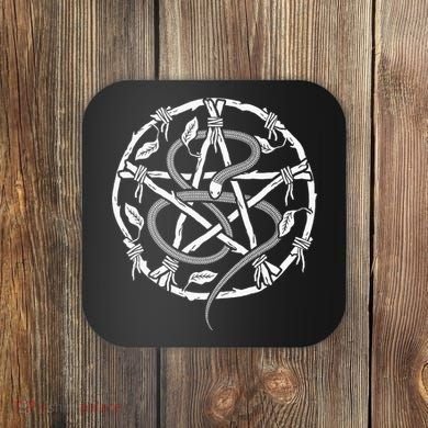Wiccan Nature Witch Pentacle And Snake Coaster