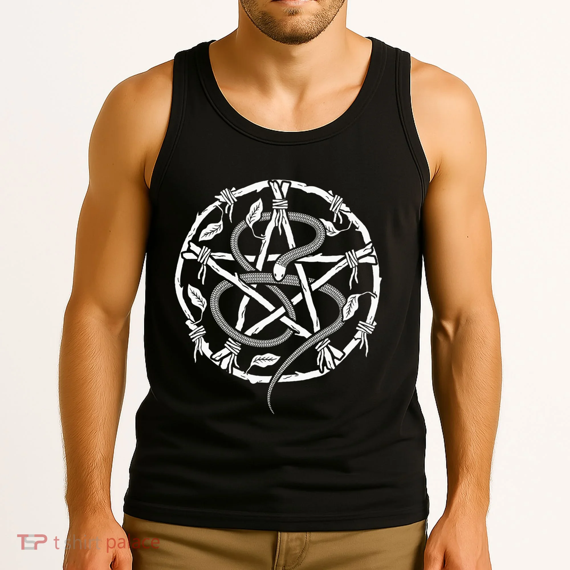 Wiccan Nature Witch Pentacle And Snake Tank Top