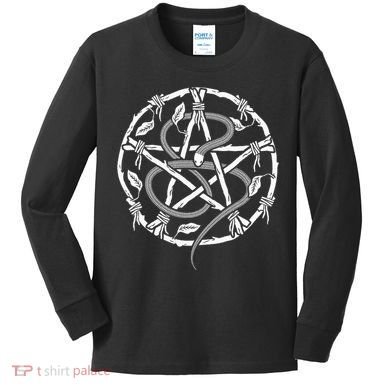 Wiccan Nature Witch Pentacle And Snake Kids Long Sleeve Shirt
