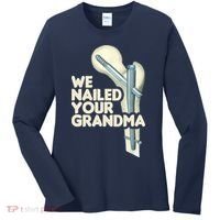 We Nailed Your Grandma Scrub Tech Funny Ortho Hip Surgery Women's Long Sleeve Shirt thumb 0