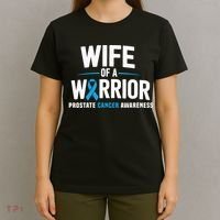 Wife Of A Warrior Blue Prostate Cancer Awareness  T-Shirt thumb 4