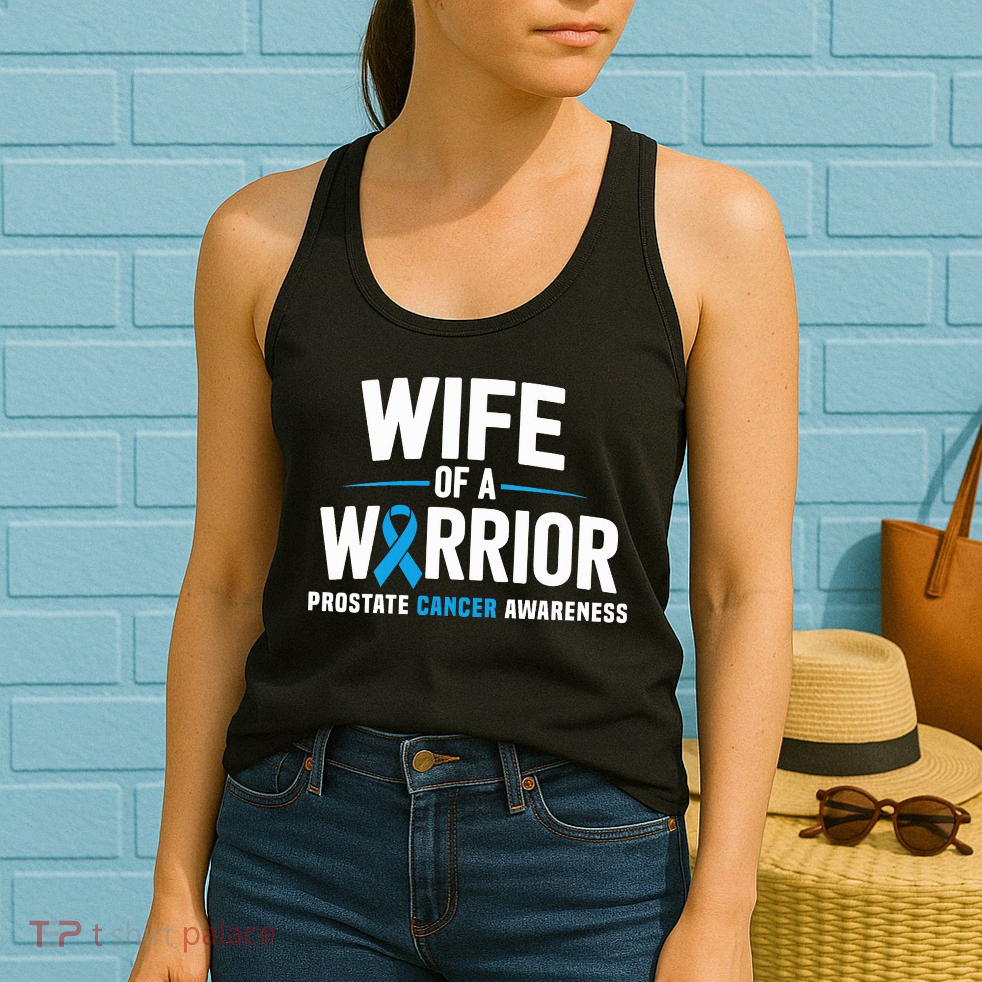 Wife Of A Warrior Blue Prostate Cancer Awareness  Women's Tank Top
