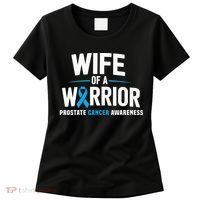 Wife Of A Warrior Blue Prostate Cancer Awareness  Women's T-Shirt thumb 0