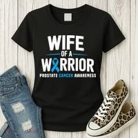 Wife Of A Warrior Blue Prostate Cancer Awareness  Women's T-Shirt thumb 3