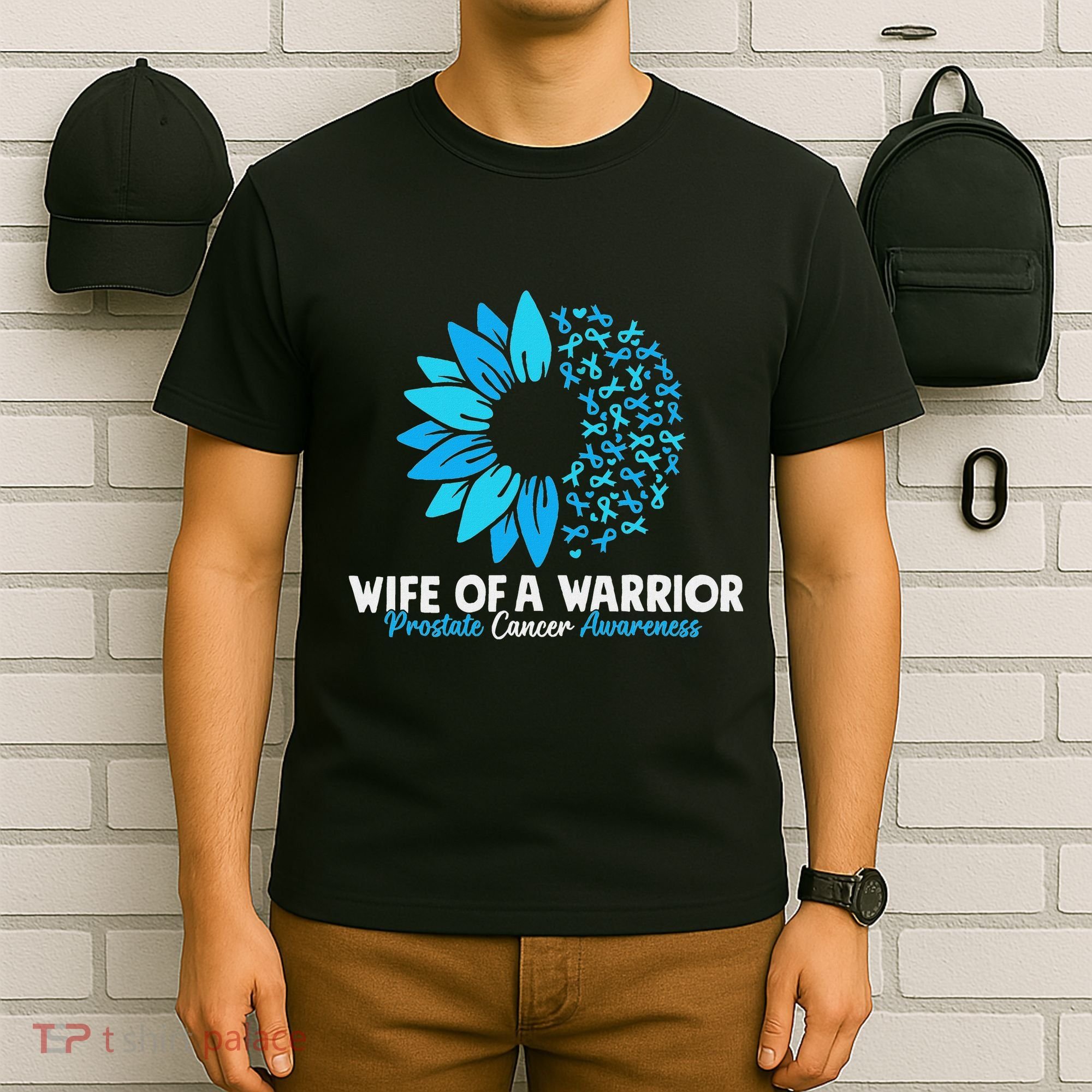 Wife Of A Warrior Blue Ribbon Prostate Cancer Awareness T-Shirt