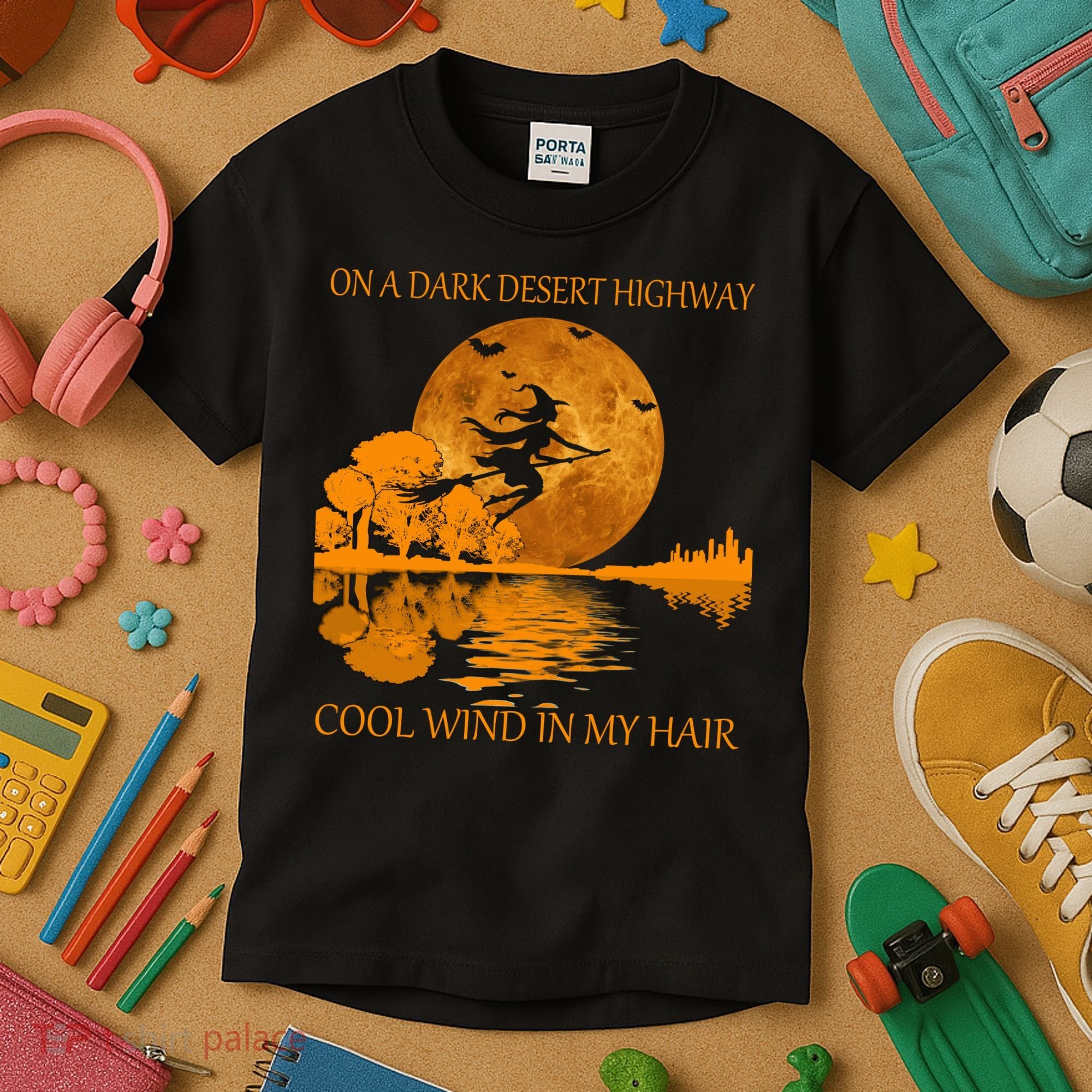 Witch On A Dark Desert Highway Cool Wind In My Hair Kids T-Shirt