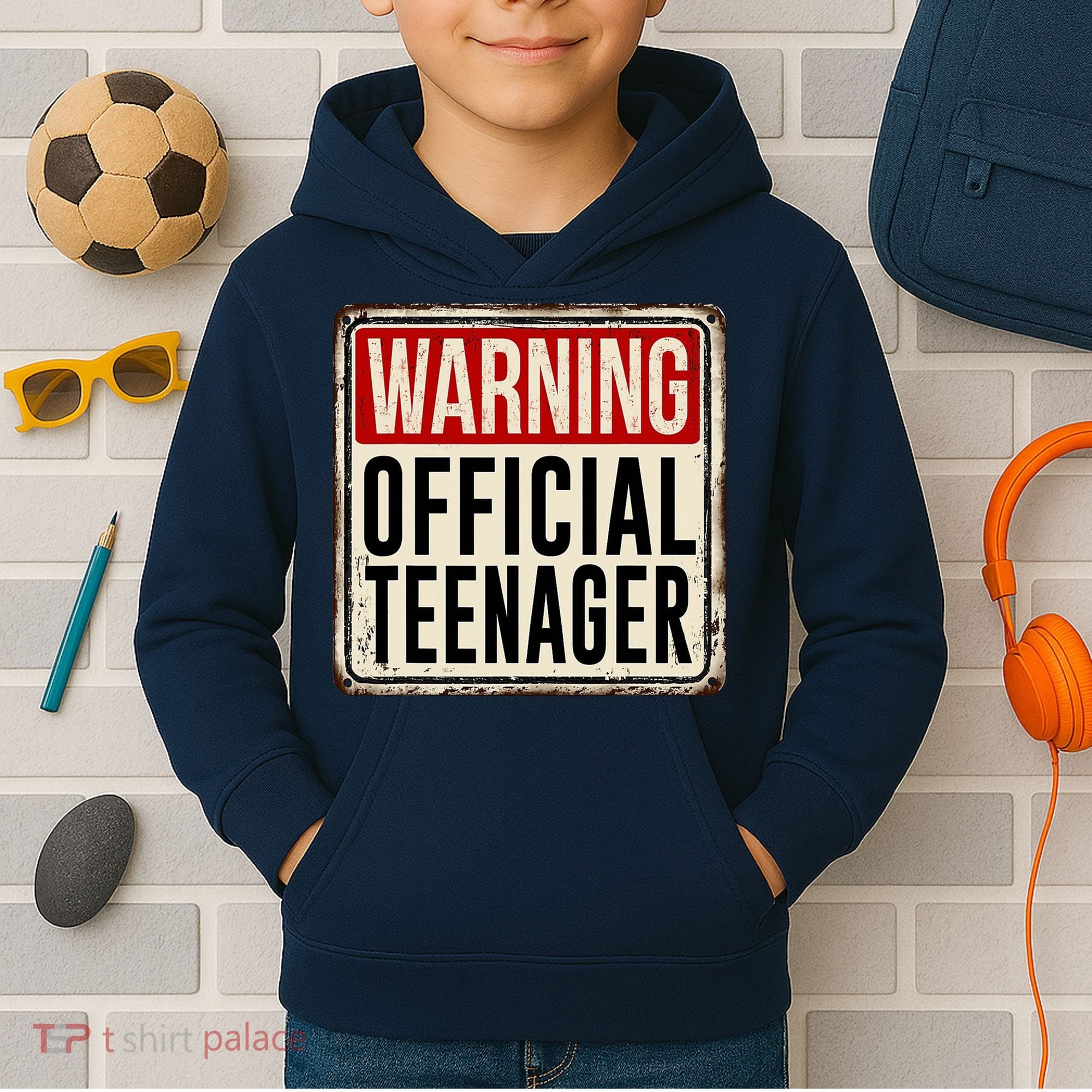 Warning Officially A Teenager Kids Hoodie