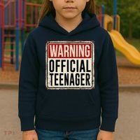 Warning Officially A Teenager Kids Hoodie thumb 3