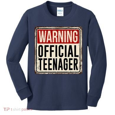 Warning Officially A Teenager Kids Long Sleeve Shirt