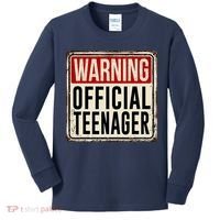 Warning Officially A Teenager Kids Long Sleeve Shirt thumb 0