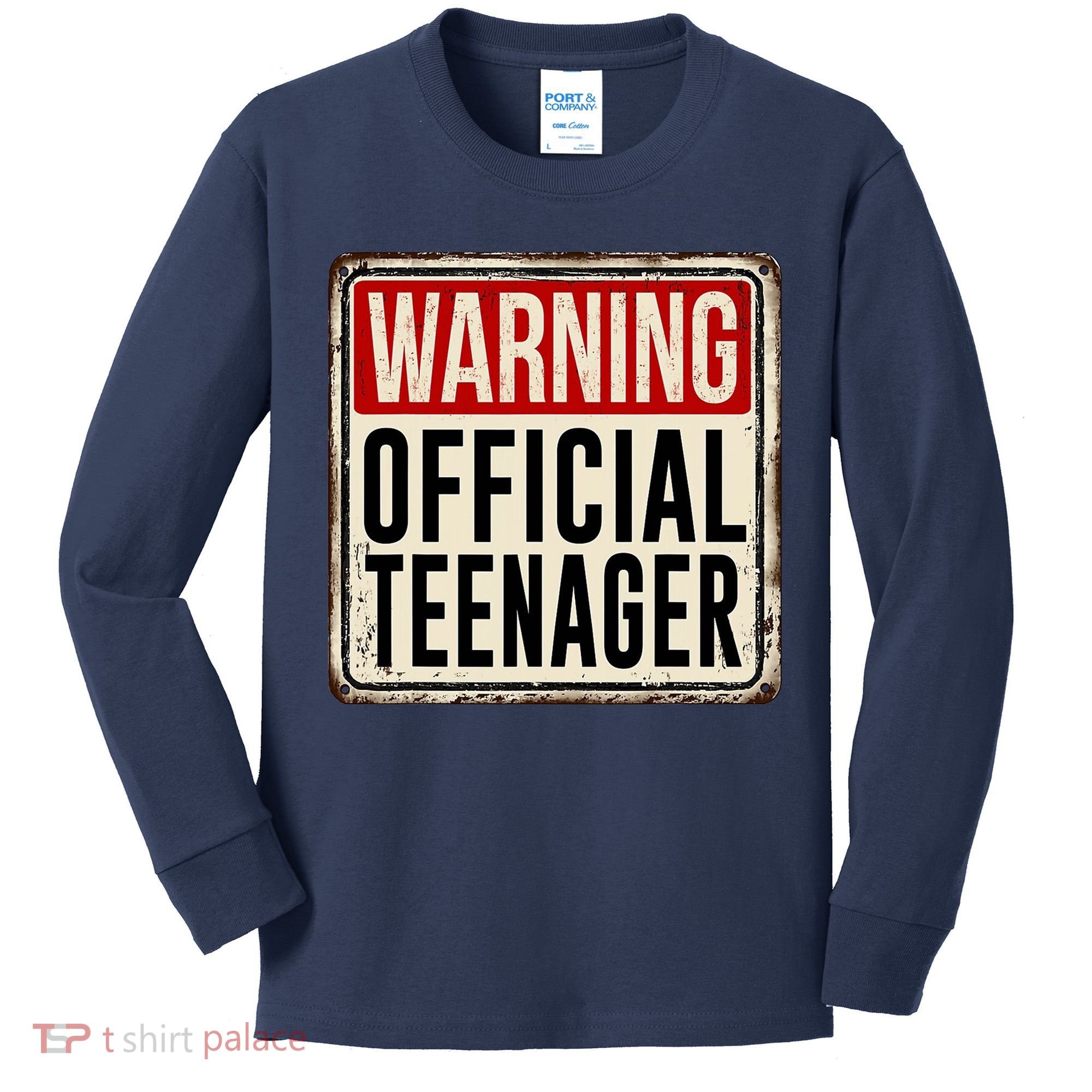 Warning Officially A Teenager Kids Long Sleeve Shirt