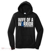 Wife Of A Warrior Blue Ribbon Colon Cancer Awareness Women's Hoodie thumb 0