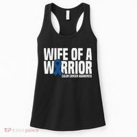 Wife Of A Warrior Blue Ribbon Colon Cancer Awareness Women's Tank Top thumb 0
