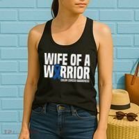 Wife Of A Warrior Blue Ribbon Colon Cancer Awareness Women's Tank Top thumb 2