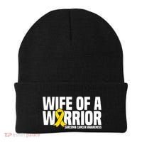 Wife Of A Warrior Bone Cancer Sarcoma Cancer Awareness Great Gift Beanie thumb 0