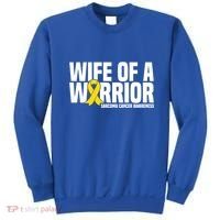 Wife Of A Warrior Bone Cancer Sarcoma Cancer Awareness Great Gift Sweatshirt thumb 0