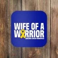 Wife Of A Warrior Bone Cancer Sarcoma Cancer Awareness Great Gift Coaster thumb 0