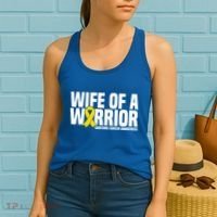 Wife Of A Warrior Bone Cancer Sarcoma Cancer Awareness Great Gift Women's Tank Top thumb 2
