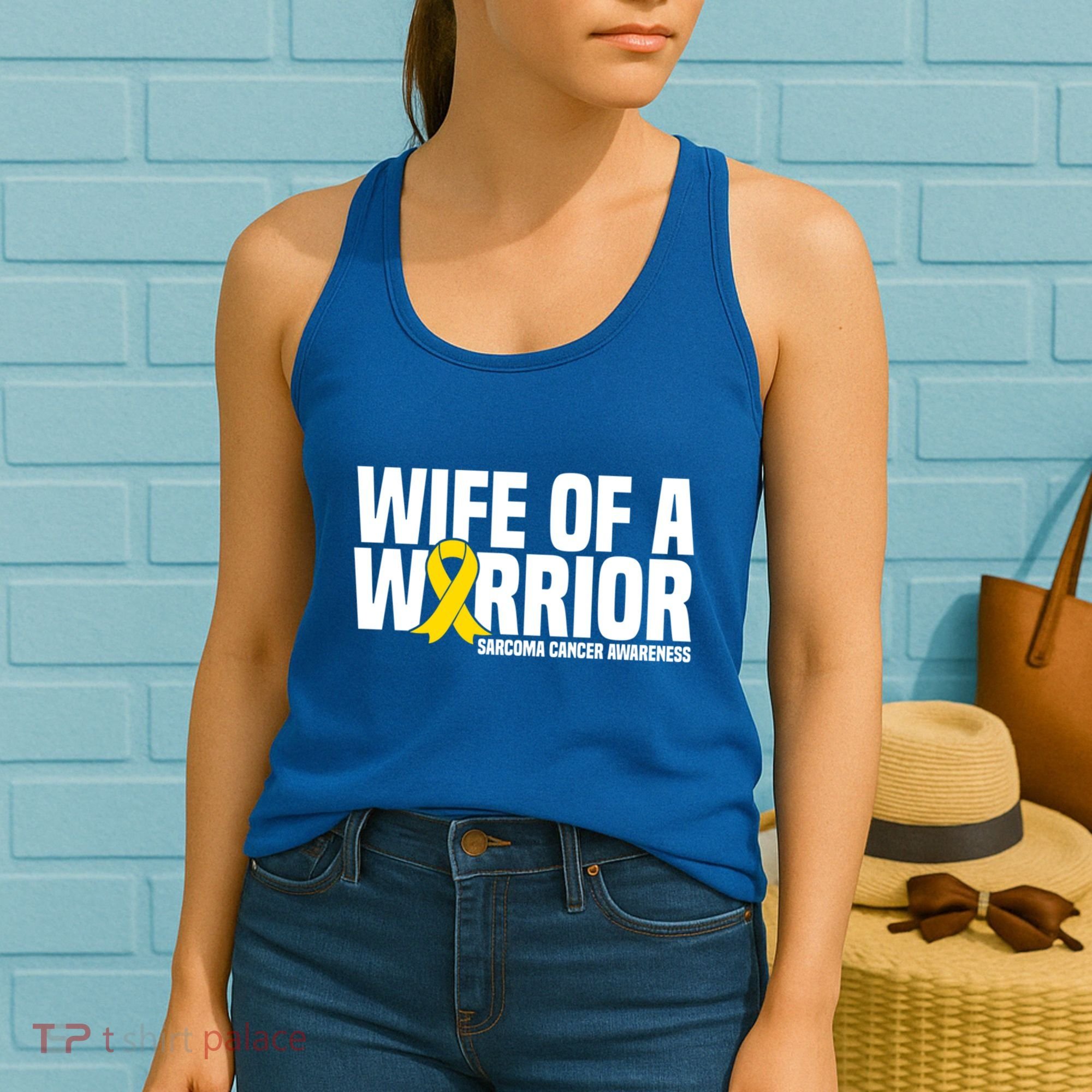 Wife Of A Warrior Bone Cancer Sarcoma Cancer Awareness Great Gift Women's Tank Top