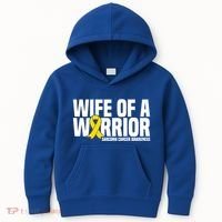 Wife Of A Warrior Bone Cancer Sarcoma Cancer Awareness Great Gift Kids Hoodie thumb 0