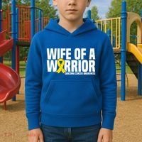 Wife Of A Warrior Bone Cancer Sarcoma Cancer Awareness Great Gift Kids Hoodie thumb 2