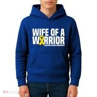 Wife Of A Warrior Bone Cancer Sarcoma Cancer Awareness Great Gift Kids Hoodie thumb 4