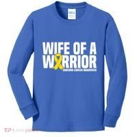 Wife Of A Warrior Bone Cancer Sarcoma Cancer Awareness Great Gift Kids Long Sleeve Shirt thumb 0