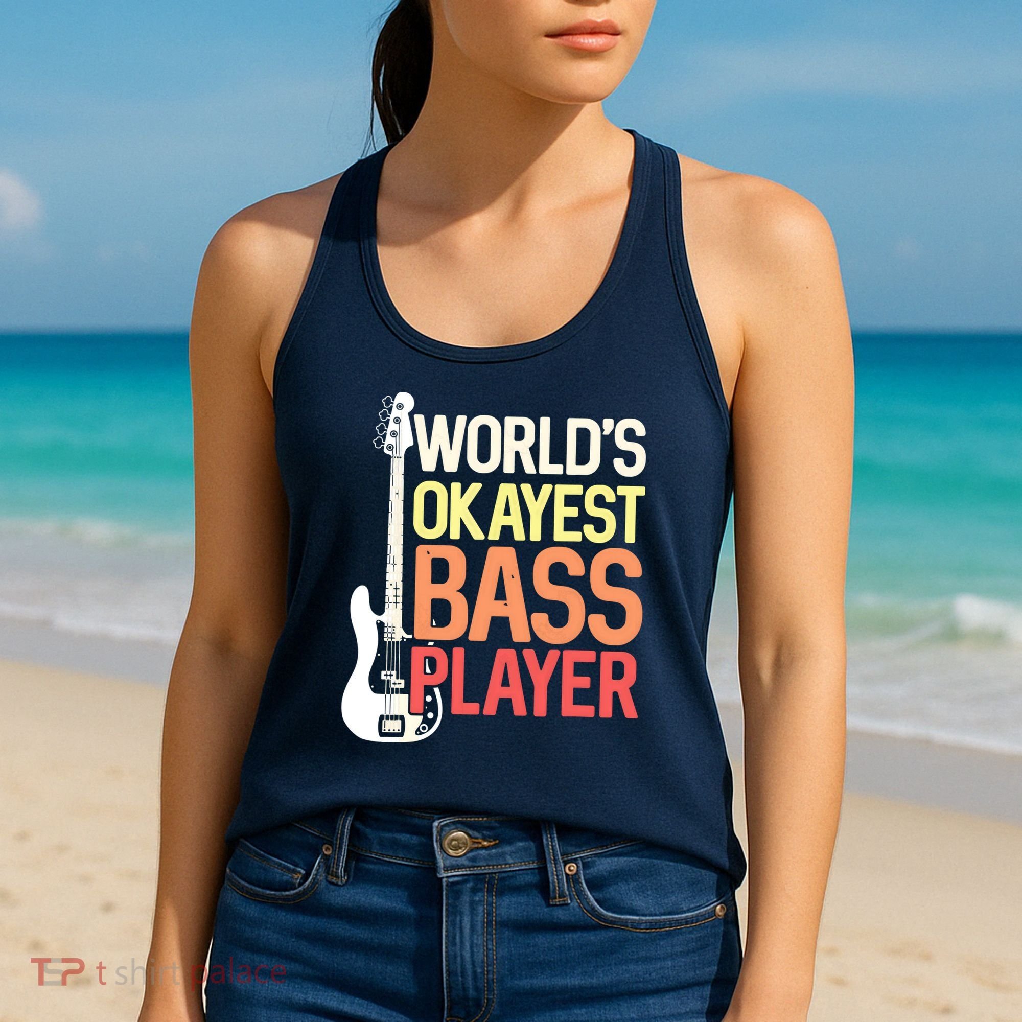 Worlds Okayest Bass Player Bassists Musician Women's Tank Top