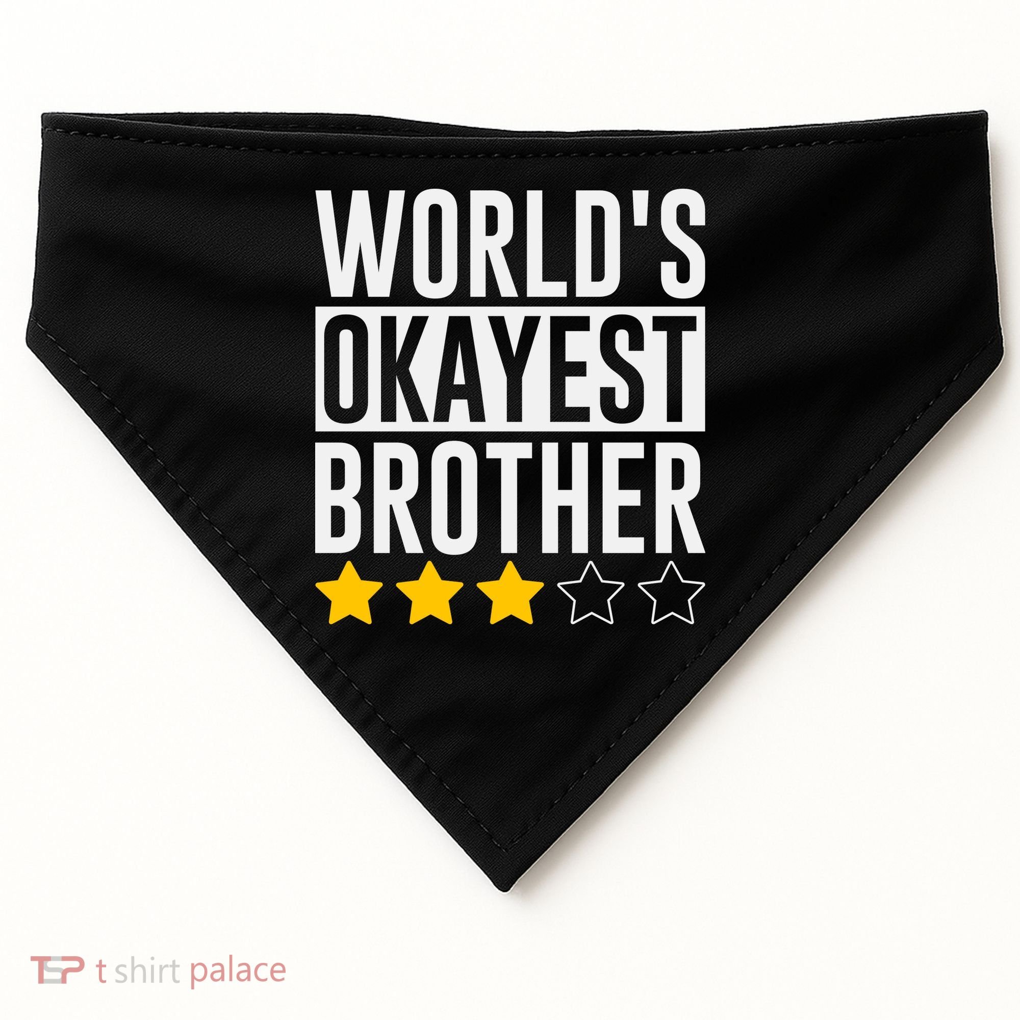 WorldS Okayest Brother Funny Slogan USA-Made Doggie Bandana