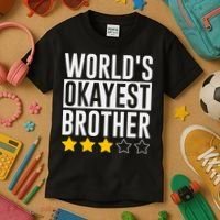 WorldS Okayest Brother Funny Slogan Kids T-Shirt thumb 3