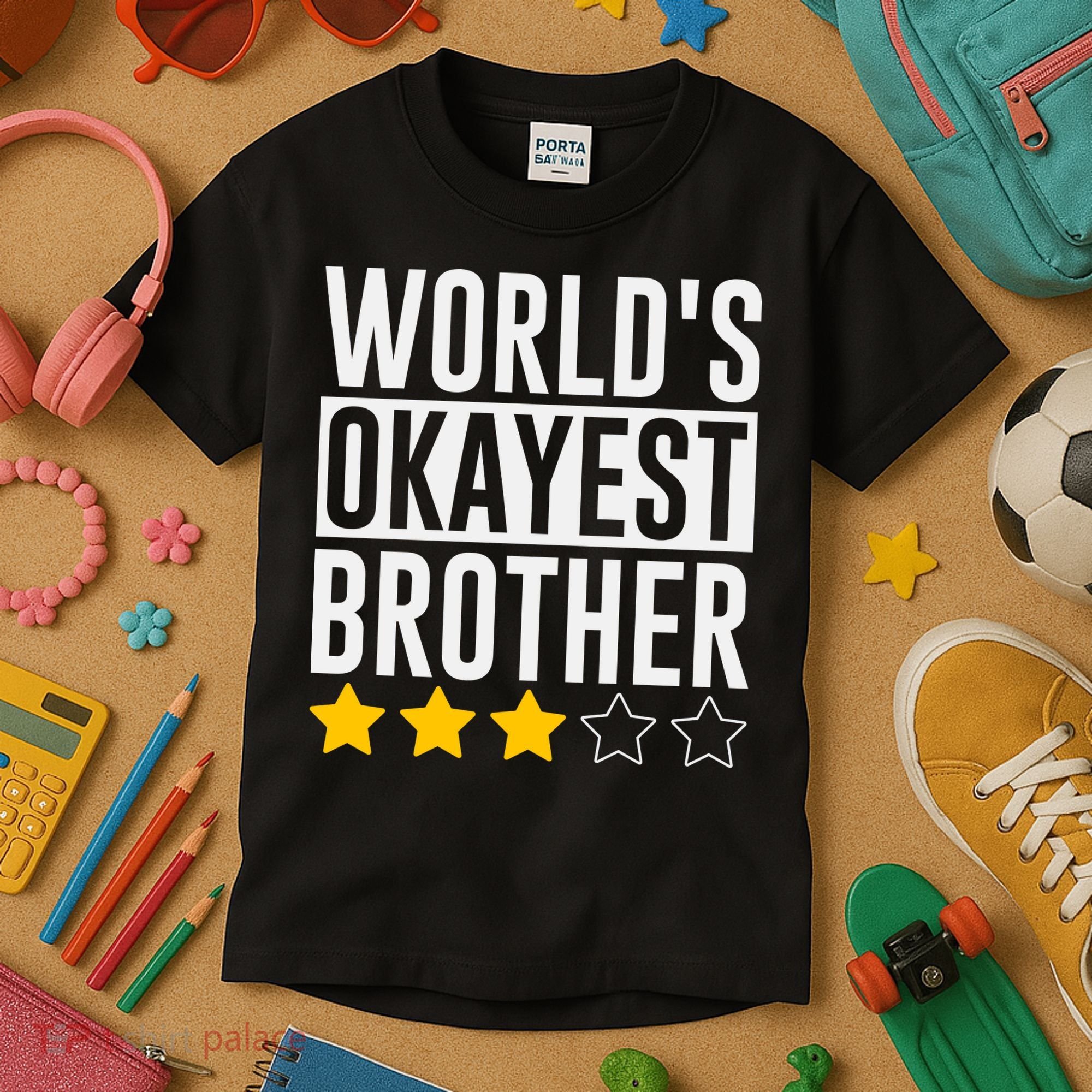 WorldS Okayest Brother Funny Slogan Kids T-Shirt