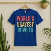World's Okayest Bowler Funny Bowling Lover Vintage Retro T-Shirt thumb 2