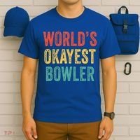 World's Okayest Bowler Funny Bowling Lover Vintage Retro T-Shirt thumb 6