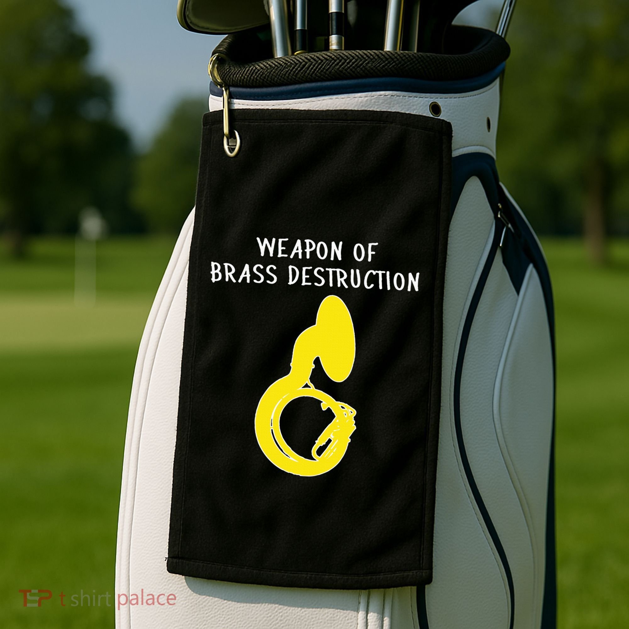 Weapon Of Brass Destruction Humorous Sousaphone Golf Towel