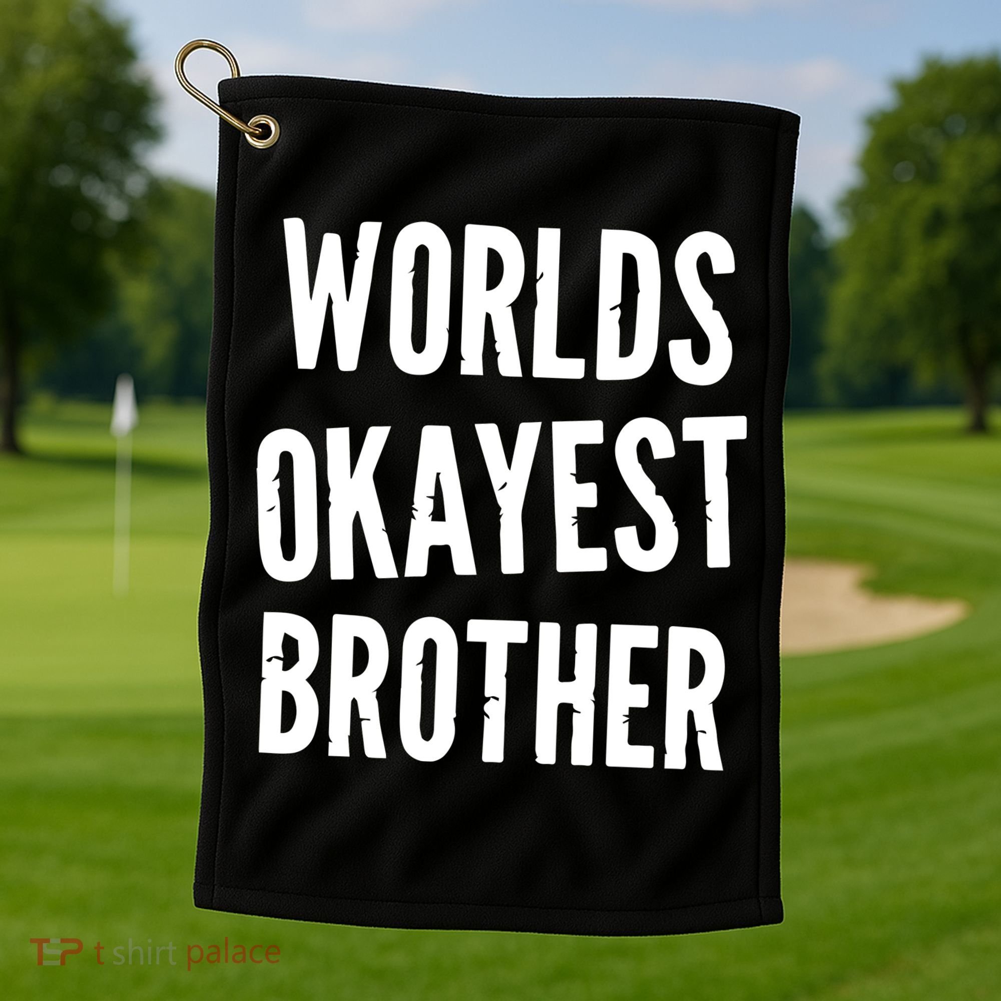Worlds Okayest Brother Funny Golf Towel