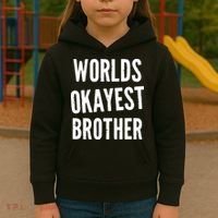 Worlds Okayest Brother Funny Kids Hoodie thumb 3