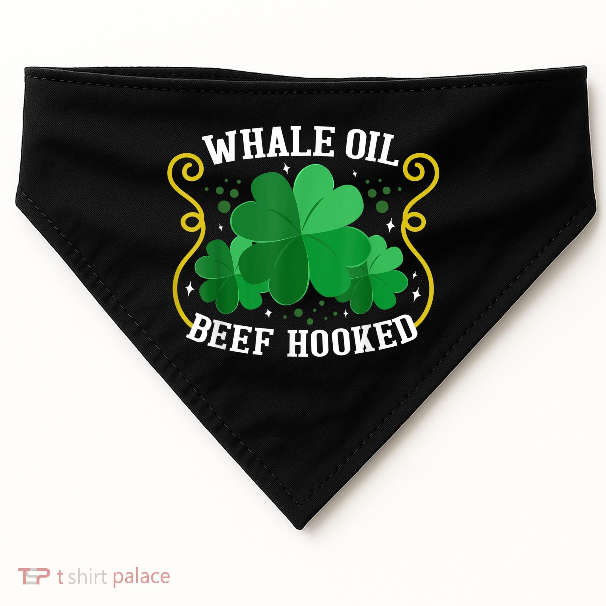 Whale Oil Beef Hooked Saint Patricks Day USA-Made Doggie Bandana