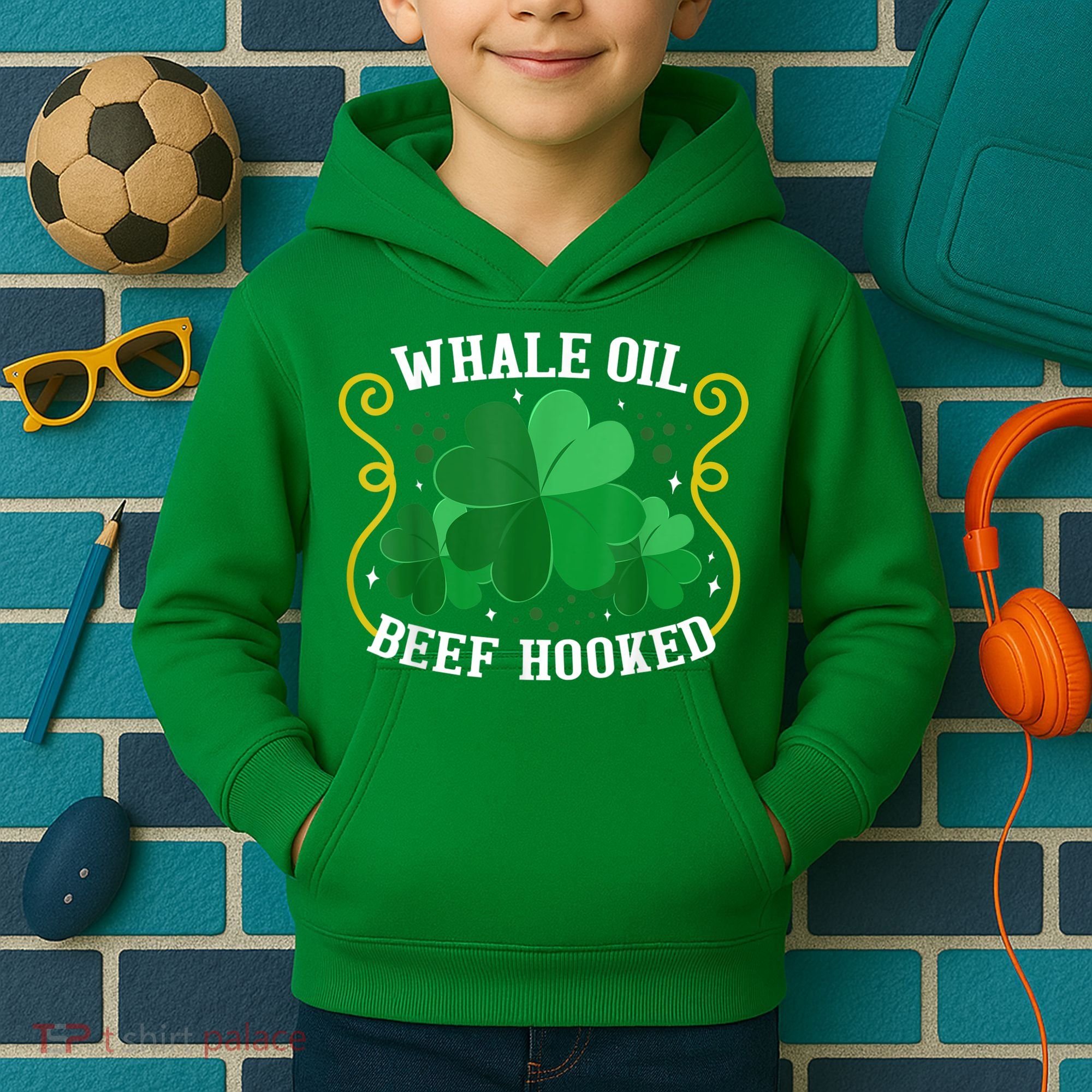 Whale Oil Beef Hooked Saint Patricks Day Kids Hoodie